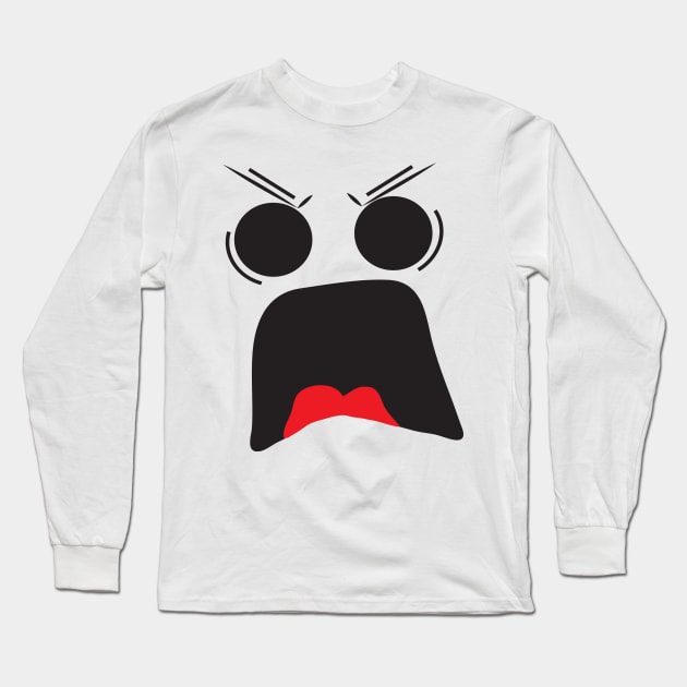 Mad Angry Emoji Face Long Sleeve T-Shirt by kelaessentials